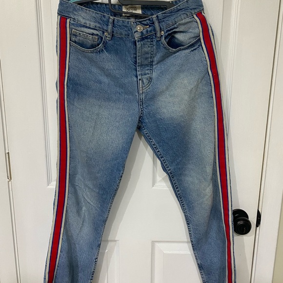 Authentic Denim by TRF ZARA Jeans Red Stripe Jeans - Picture 1 of 13